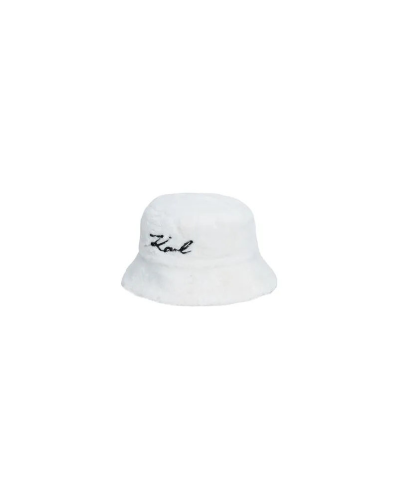 Karl Lagerfeld K/SIGNATURE FAUX FUR BUCKET  - ACCESSOIRES - Mützen & Hüteauf YOOX.COM Weiß