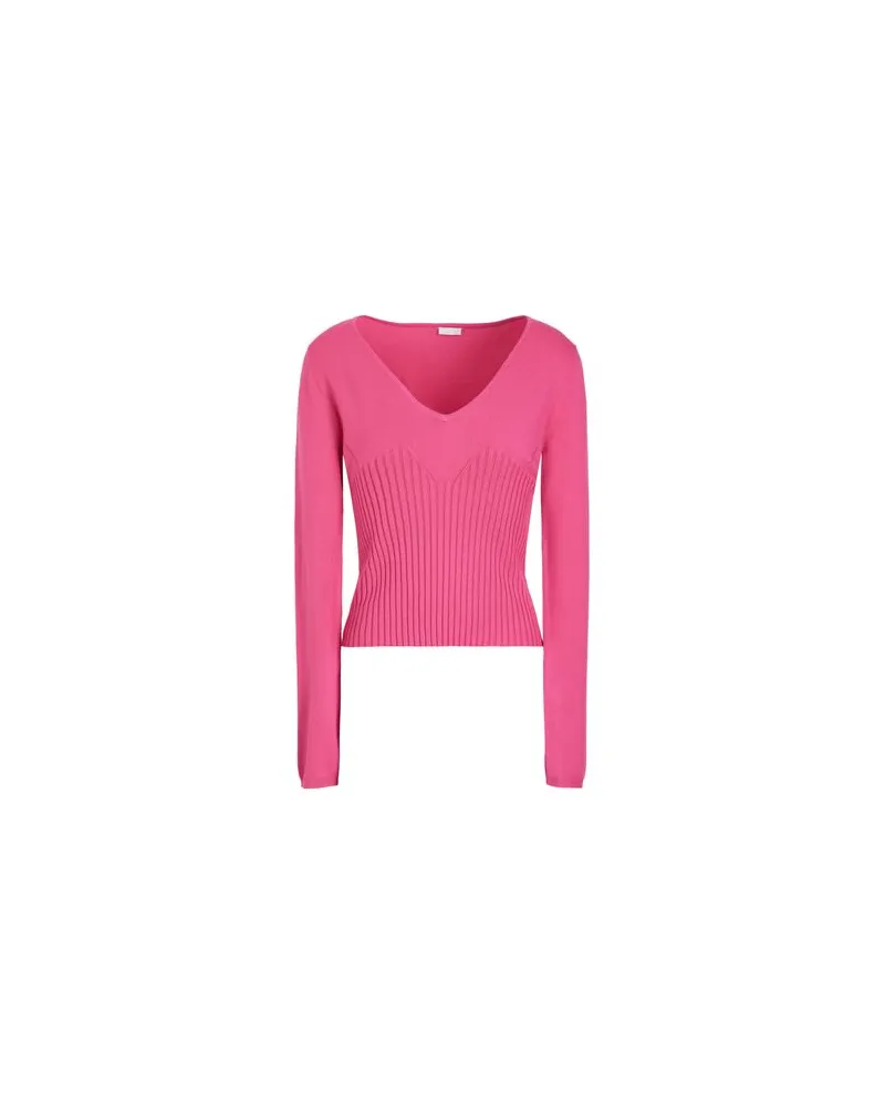 8 by Yoox VISCOSE  BLEND V-NECK RIB WAISTBAND TOP  - STRICKWAREN - Pulloverauf YOOX.COM Fuchsia
