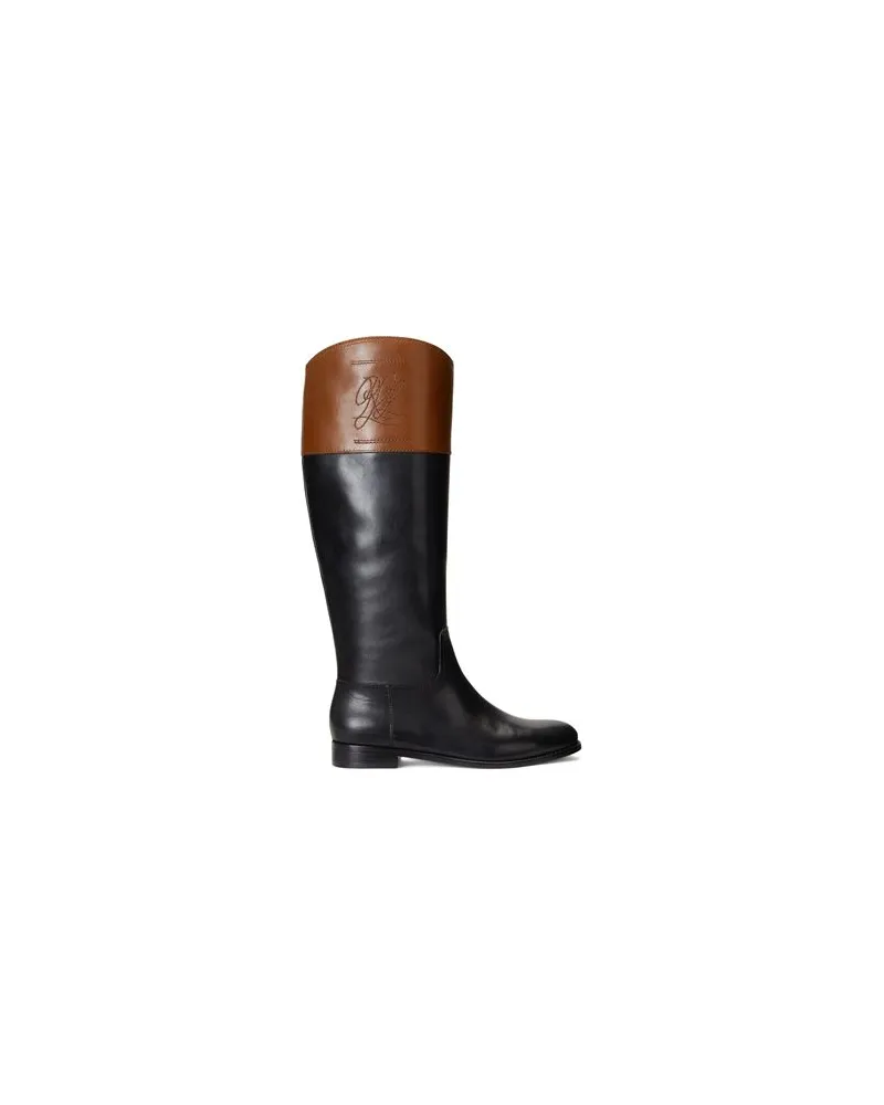 Ralph Lauren JUSTINE BURNISHED LEATHER RIDING BOOT   - SCHUHE - Stiefelauf YOOX.COM Schwarz