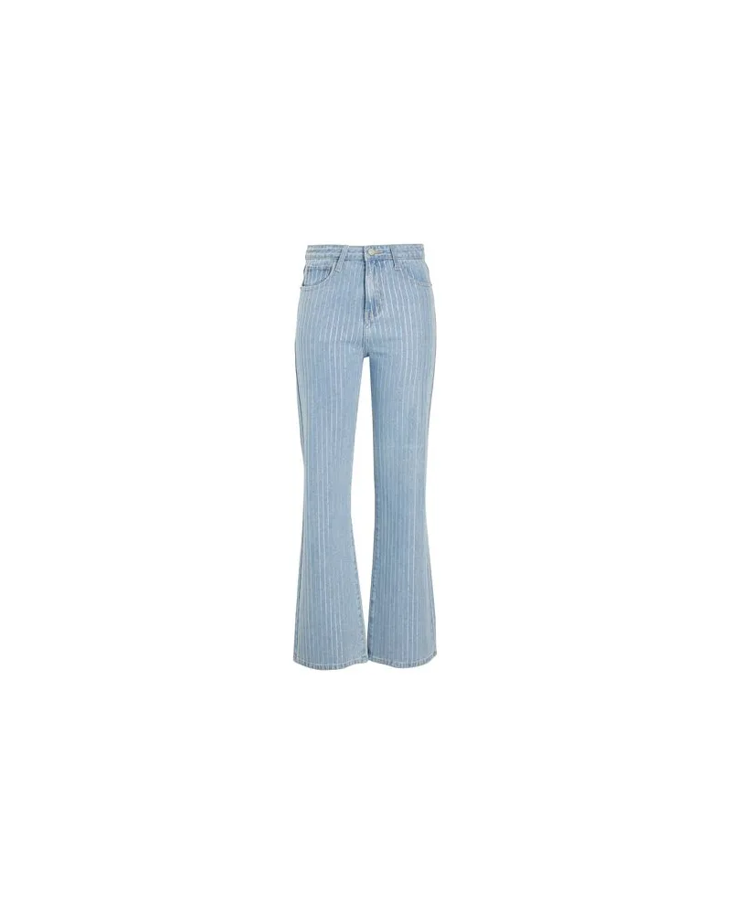 8 by Yoox RHINESTONE EMBELLISHED ORGANIC DENIM JEANS  - HOSEN & RÖCKE - Jeanshosenauf YOOX.COM Blau