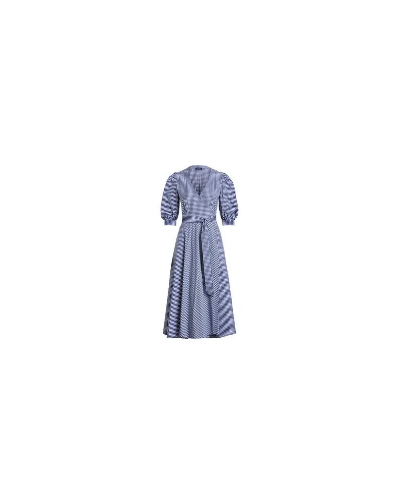 Ralph Lauren COTTON GINGHAM WRAP DRESS  - KLEIDER - Midi-Kleiderauf YOOX.COM Blau