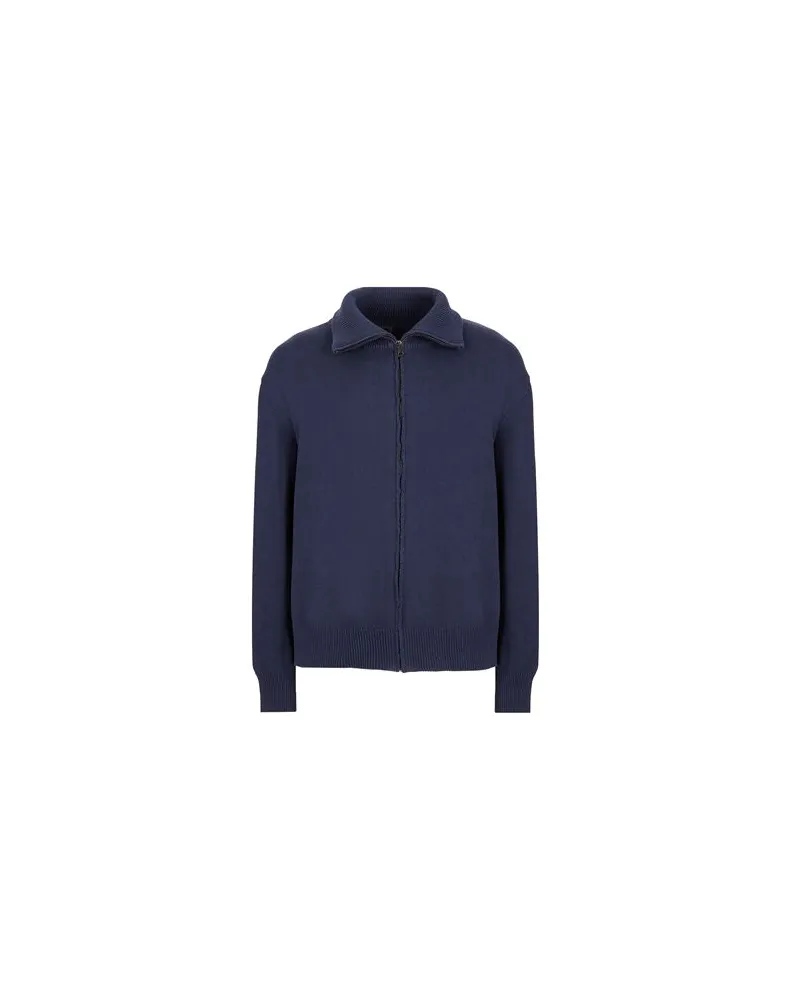 8 by Yoox COTTON PLAIN KNIT FULL-ZIP JUMPER  - STRICKWAREN - Strickjackenauf YOOX.COM Nachtblau