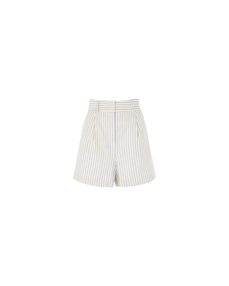 8 by Yoox STRIPED LINEN HIGH-WAIST PLEATED SHORT  - HOSEN & RÖCKE - Shorts & Bermudashortsauf YOOX.COM Elfenbein
