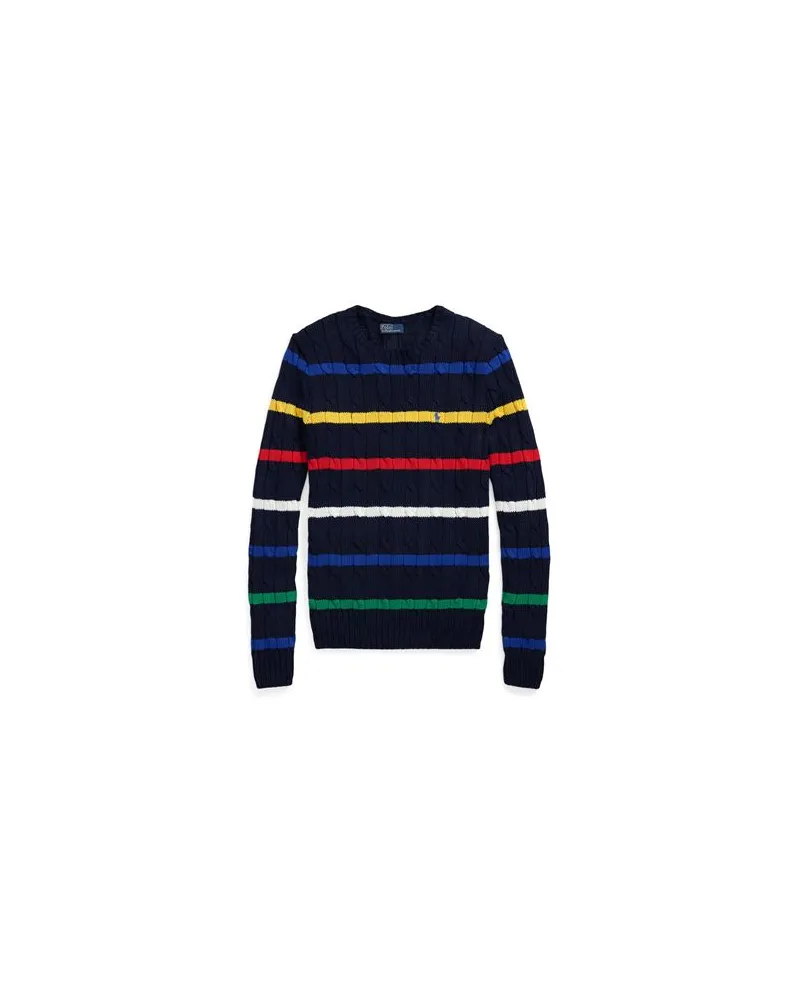 Ralph Lauren STRIPED CABLE-KNIT COTTON SWEATER  - STRICKWAREN - Pulloverauf YOOX.COM Nachtblau