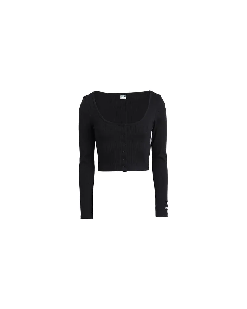 Puma Classics Ribbed Longsleeve Tee  - TOPS - T-shirtsauf YOOX.COM Schwarz