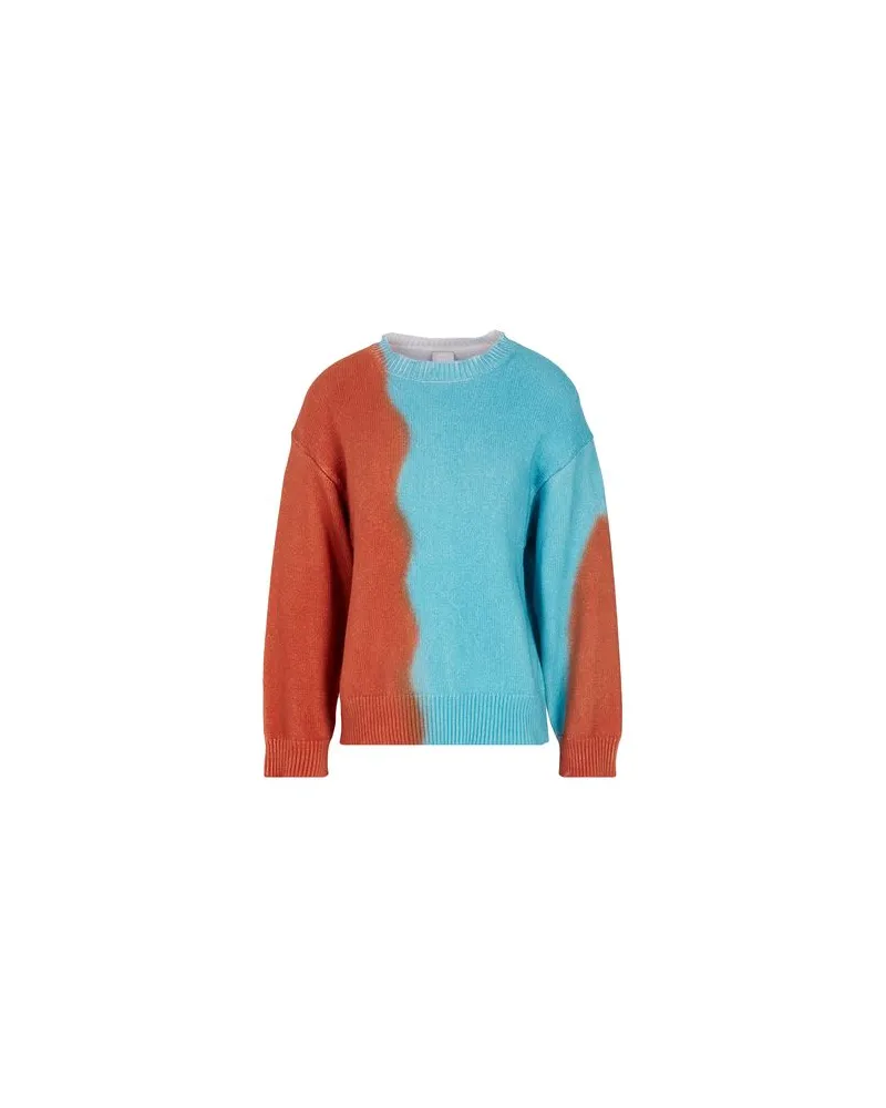 8 by Yoox ORGANIC COTTON PRINTED CREWNECK SWEATER  - STRICKWAREN - Pulloverauf YOOX.COM Himmelblau