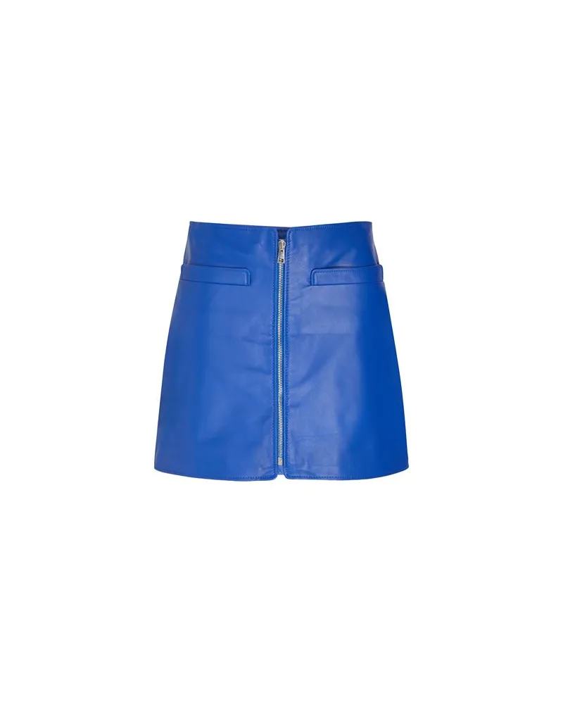 8 by Yoox LEATHER FULL ZIP-UP FRONT MINI SKIRT  - HOSEN & RÖCKE - Miniröckeauf YOOX.COM Blau