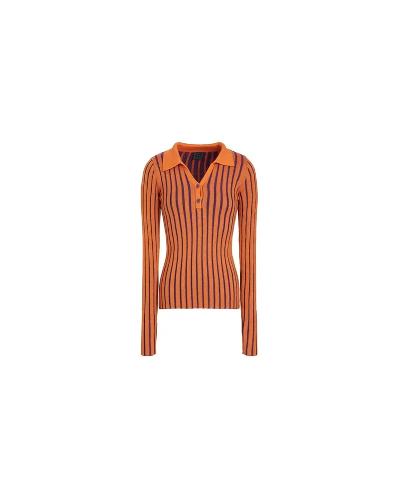 8 by Yoox BICOLOR RIBBED VANISE' POLO  - STRICKWAREN - Pulloverauf YOOX.COM Orange