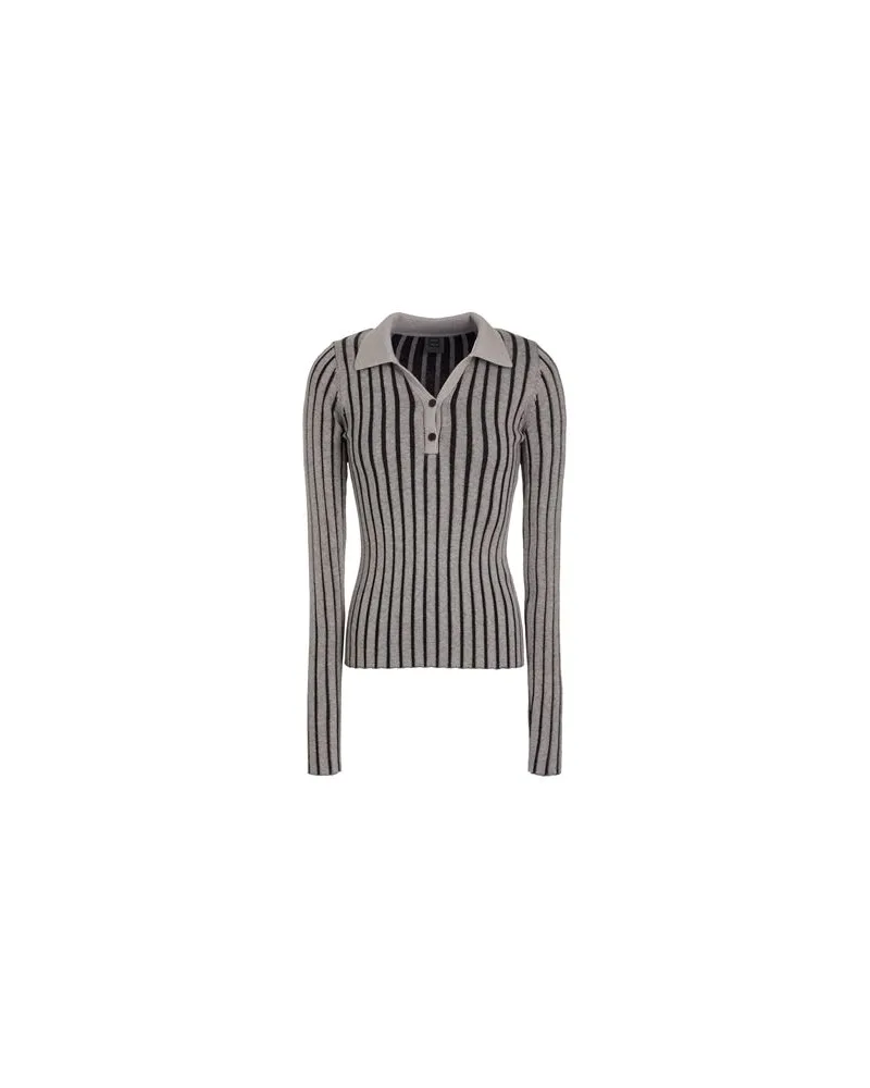 8 by Yoox BICOLOR RIBBED VANISE' POLO  - STRICKWAREN - Pulloverauf YOOX.COM Grau