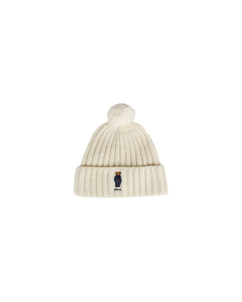 Ralph Lauren Polo Bear Rib Pom-Pom Beanie Hat  - ACCESSOIRES - Mützen & Hüteauf YOOX.COM Elfenbein