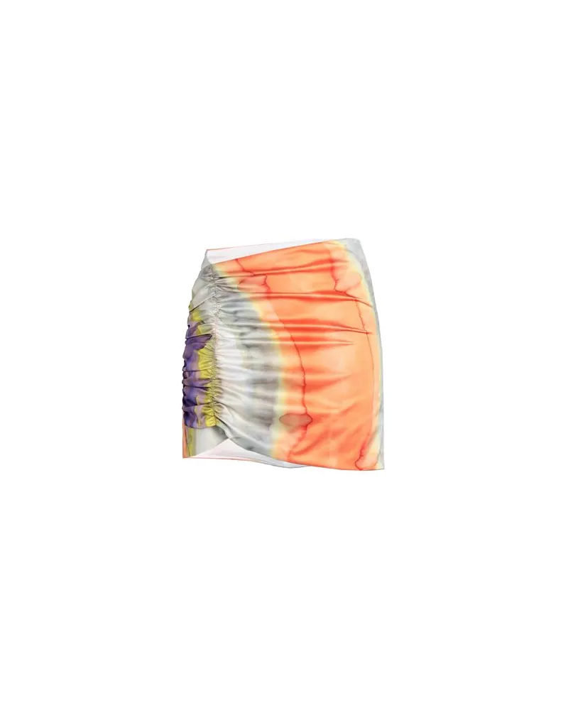 NINEMINUTES MINI GONNA IN RASO STAMPATO  - HOSEN & RÖCKE - Miniröckeauf YOOX.COM Orange