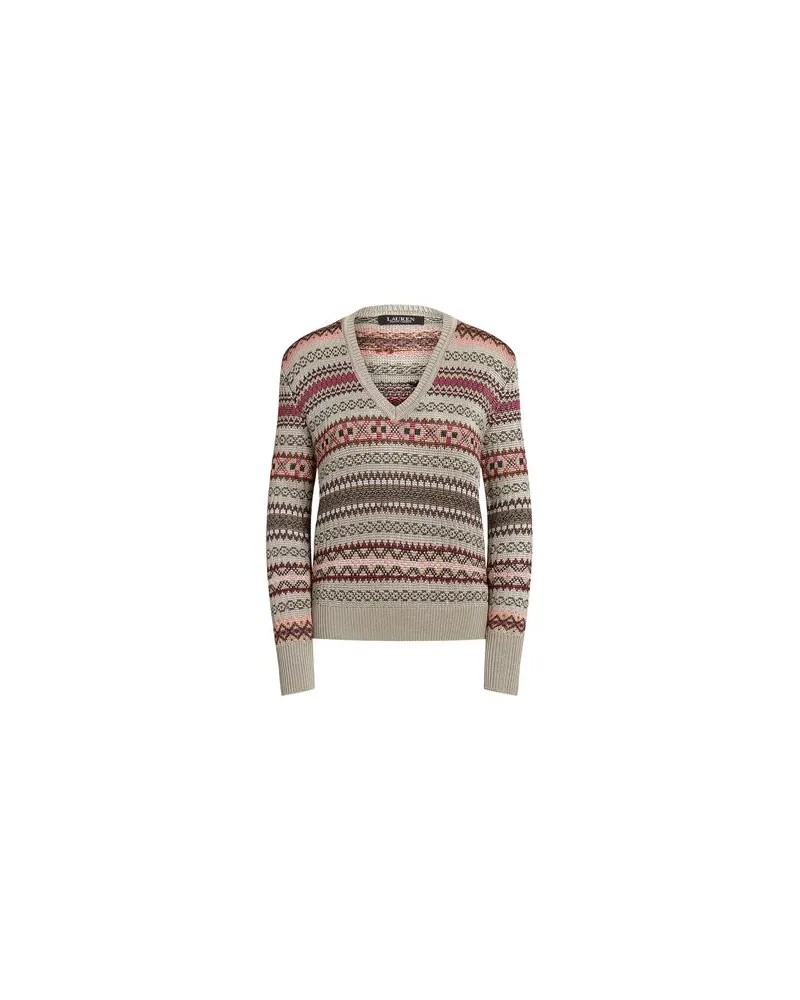Ralph Lauren FAIR ISLE V-NECK SWEATER  - STRICKWAREN - Pulloverauf YOOX.COM Salbeigrün