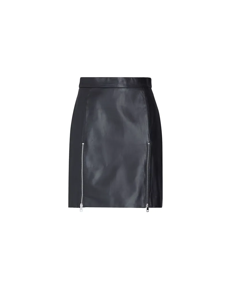 8 by Yoox LEATHER ZIP-UP SPLIT MINI SKIRT  - HOSEN & RÖCKE - Miniröckeauf YOOX.COM Schwarz