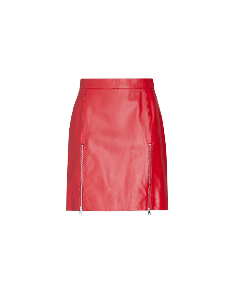8 by Yoox LEATHER ZIP-UP SPLIT MINI SKIRT  - HOSEN & RÖCKE - Miniröckeauf YOOX.COM Tomatenrot