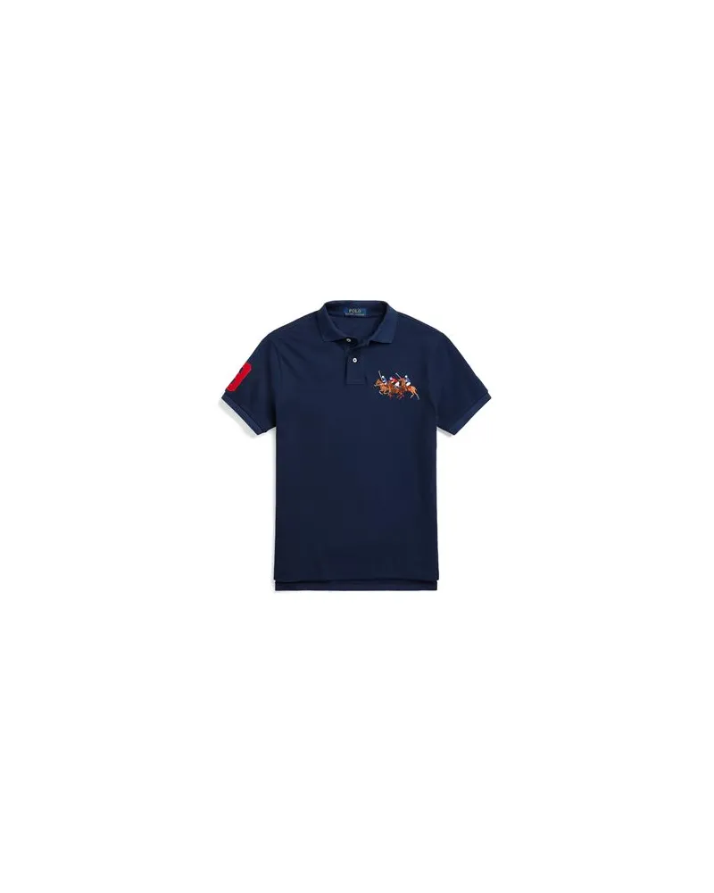 Ralph Lauren CUSTOM SLIM FIT TRIPLE-PONY POLO SHIRT  - TOPS - Poloshirtsauf YOOX.COM Blau