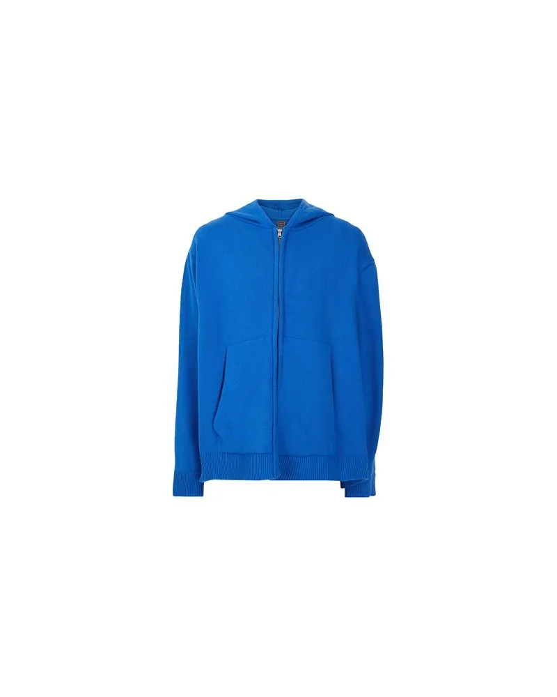 8 by Yoox HEAVY COTTON-BLEND OVER-SIZE ZIPPER HOODIE  - STRICKWAREN - Strickjackenauf YOOX.COM Königsblau