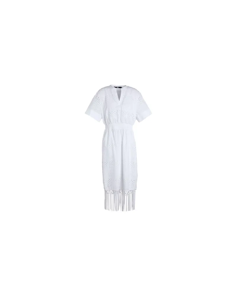 Karl Lagerfeld BRODERIE ANGLAISE DRESS - KLEIDER - Midi-Kleiderauf YOOX.COM Weiß