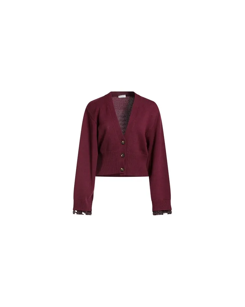 Brunello Cucinelli STRICKWAREN - Strickjackenauf YOOX.COM Bordeaux