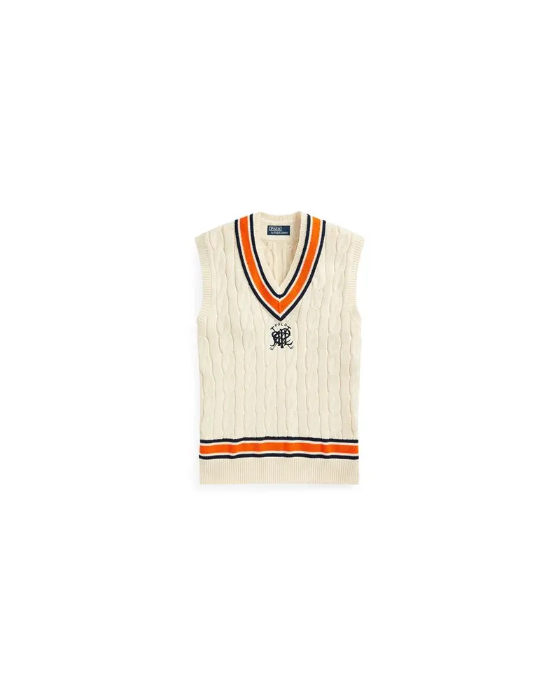 Ralph Lauren CREST COTTON CRICKET VEST  - STRICKWAREN - Pulloverauf YOOX.COM Elfenbein