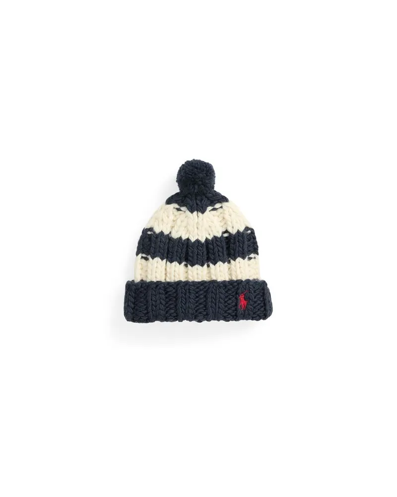 Ralph Lauren STRIPED WOOL POM-POM BEANIE  - ACCESSOIRES - Mützen & Hüteauf YOOX.COM Marineblau