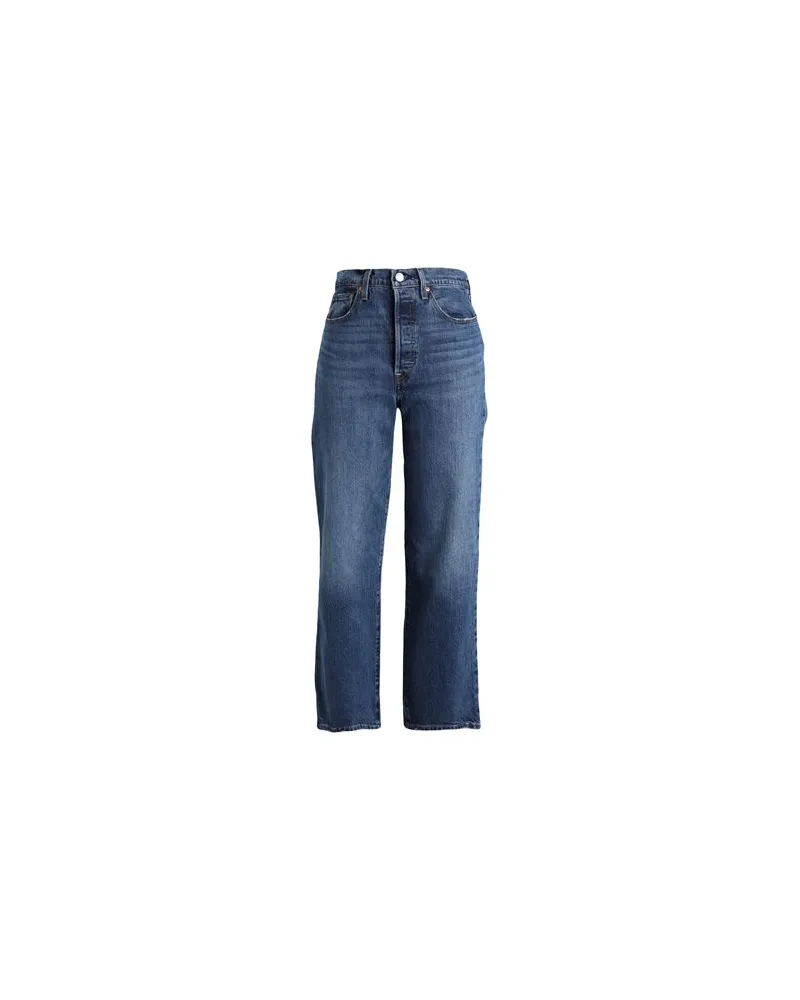 Levi's RIBCAGE STRAIGHT ANKLE DARK INDIGO - WORN IN  - HOSEN & RÖCKE - Jeanshosenauf YOOX.COM Blau