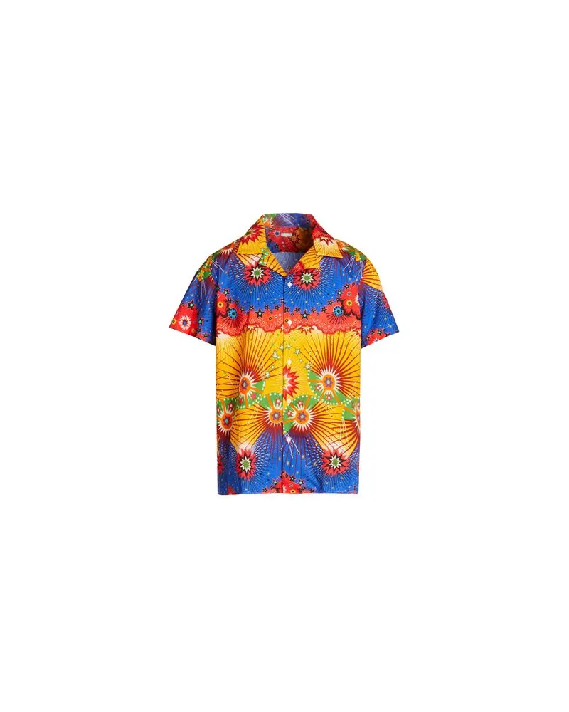 8 by Yoox PRINTED CAMP-COLLAR S/SLEEVE OVERSIZE SHIRT  - TOPS - Hemdenauf YOOX.COM Königsblau