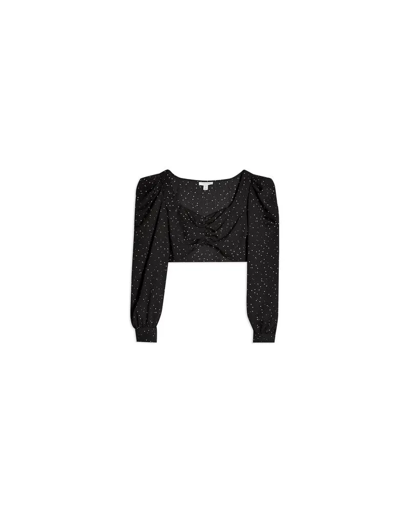Topshop SPOT BUTTON PRAIRIE BLOUSE   - TOPS - Hemdenauf YOOX.COM Schwarz