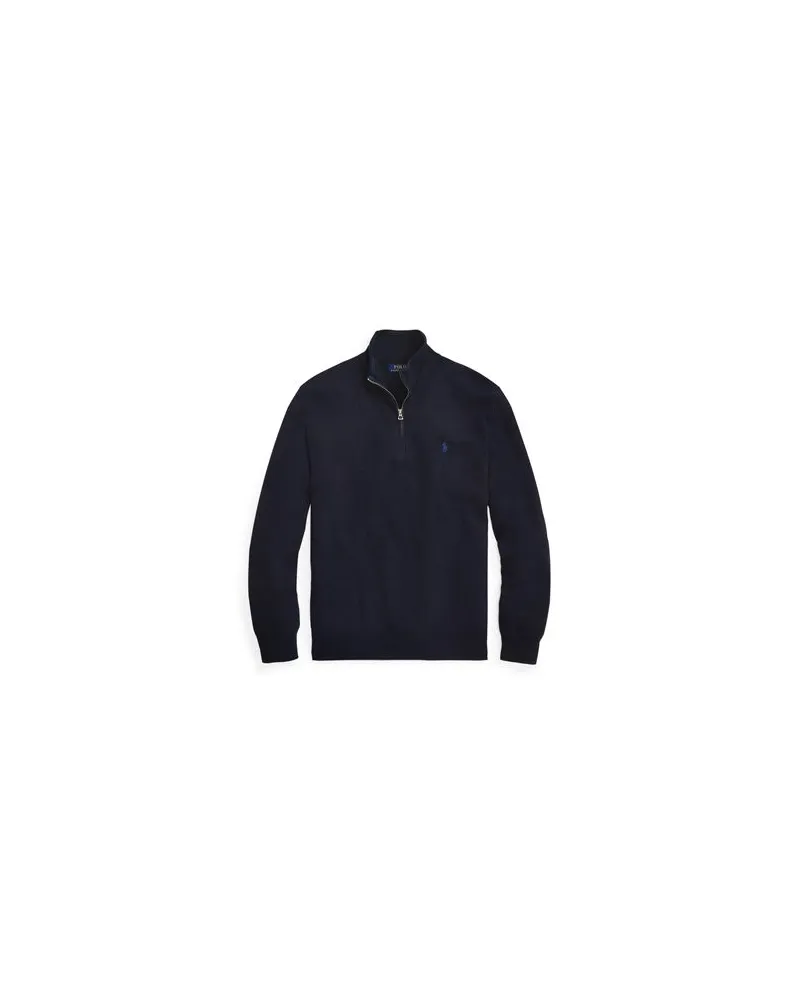 Ralph Lauren COTTON HALF-ZIP PULLOVER   - STRICKWAREN - Rollkragenpulloverauf YOOX.COM Nachtblau