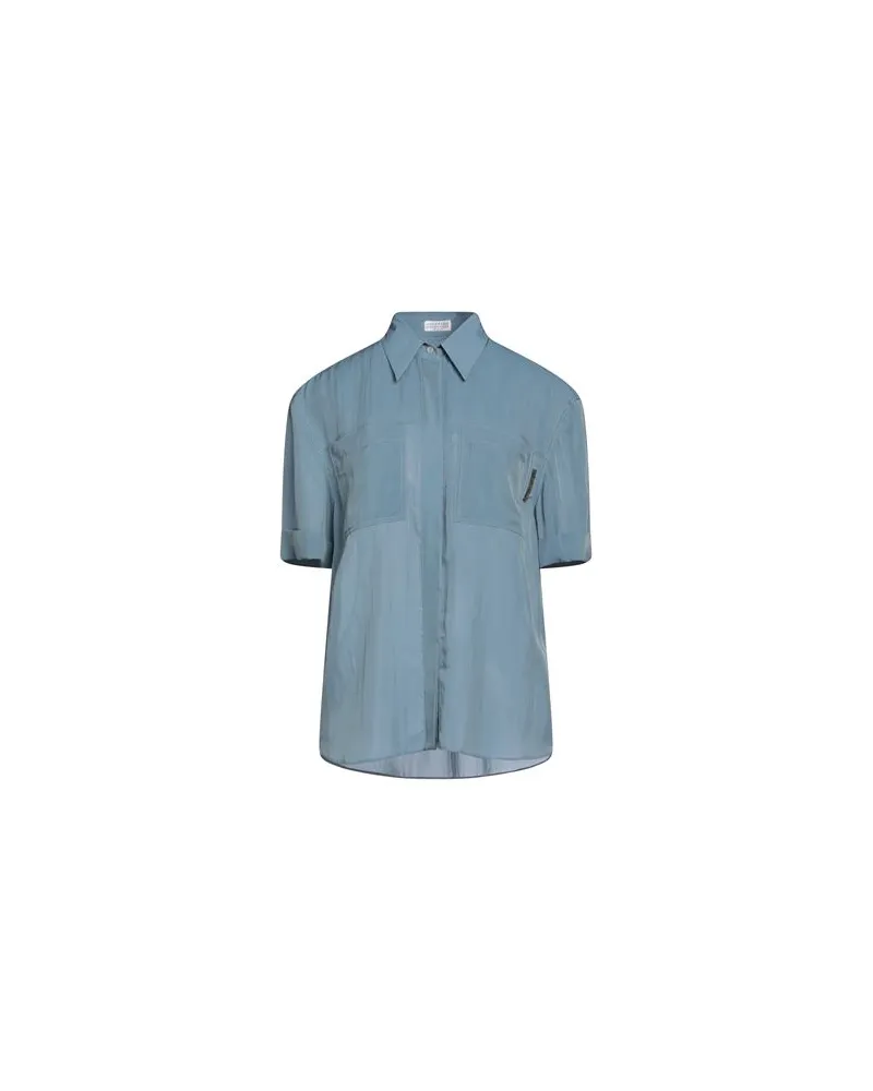 Brunello Cucinelli TOPS - Hemdenauf YOOX.COM Blaugrau