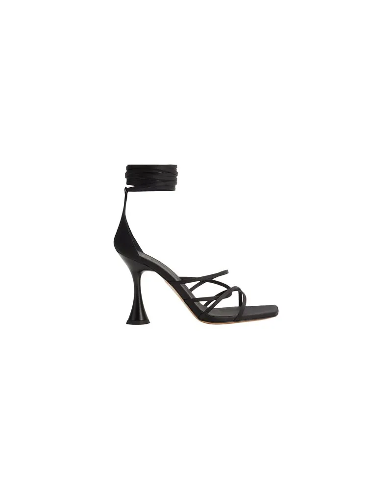 8 by Yoox SATIN OVERLONG LACE-UP SANDALS  - SCHUHE - Sandalenauf YOOX.COM Schwarz