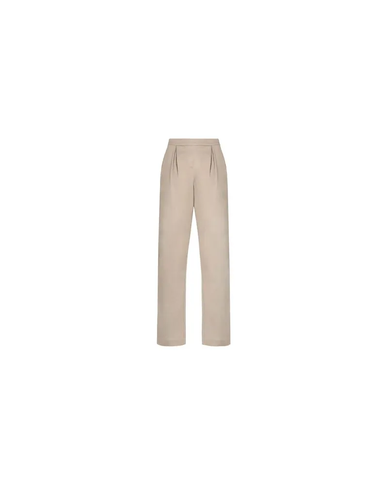8 by Yoox COTTON BLEND PLEATED HIGH-WAIST CUFFED PANTS   - HOSEN & RÖCKE - Hosenauf YOOX.COM Khaki