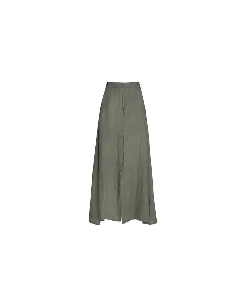 8 by Yoox LINEN BUTTON-FRONT MIDI SKIRT  - HOSEN & RÖCKE - Maxi-Röckeauf YOOX.COM Militärgrün