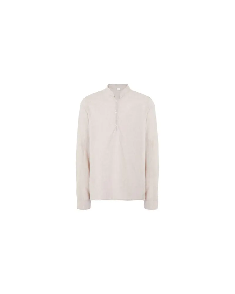 8 by Yoox LINEN-COTTON KOREAN COLLAR SLEEVE SHIRT  - TOPS - Hemdenauf YOOX.COM Beige