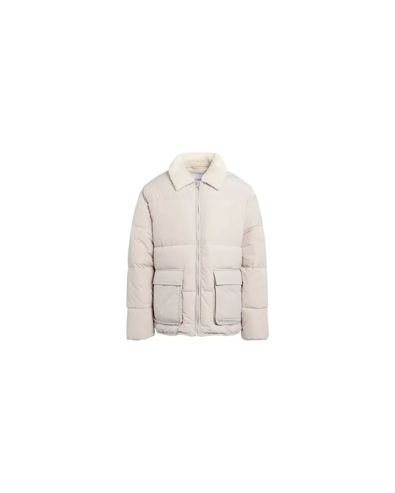 TOPMAN puffer jacket with borg collar in stone  - JACKEN & MÄNTEL - Pufferjacken & Daunenjackenauf YOOX.COM Elfenbein