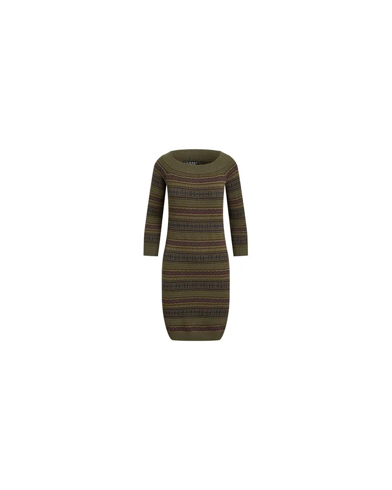 Ralph Lauren FAIR ISLE OFF-THE-SHOULDER SWEATER DRESS  - KLEIDER - Mini-Kleiderauf YOOX.COM Militärgrün
