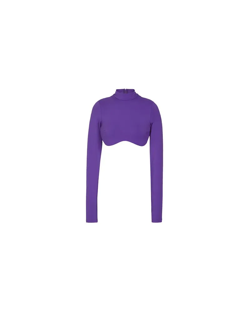 8 by Yoox RECYCLED POLY MOCK-NECK CROP TOP  - TOPS - Topsauf YOOX.COM Dunkelviolett