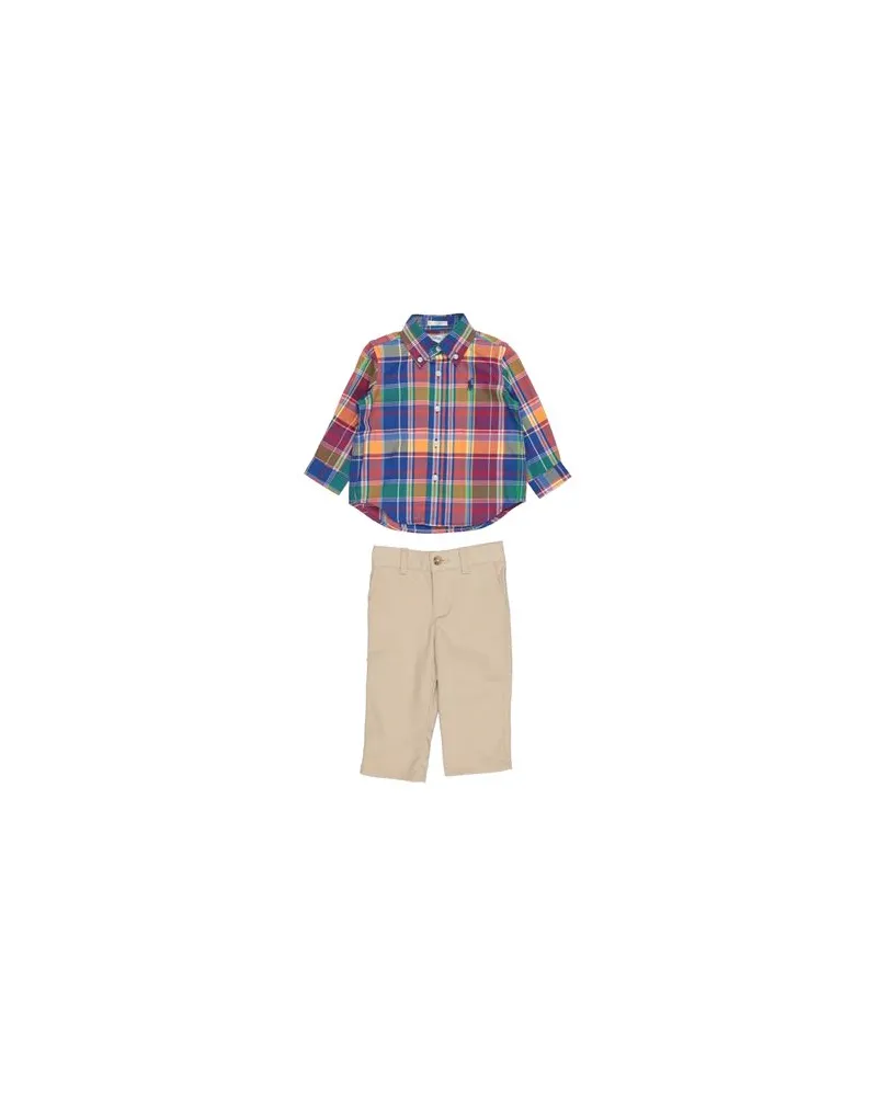 Ralph Lauren Plaid Cotton Shirt & Chino Pant Set  - NEUGEBORENE - Babykleidung-Setsauf YOOX.COM Blau