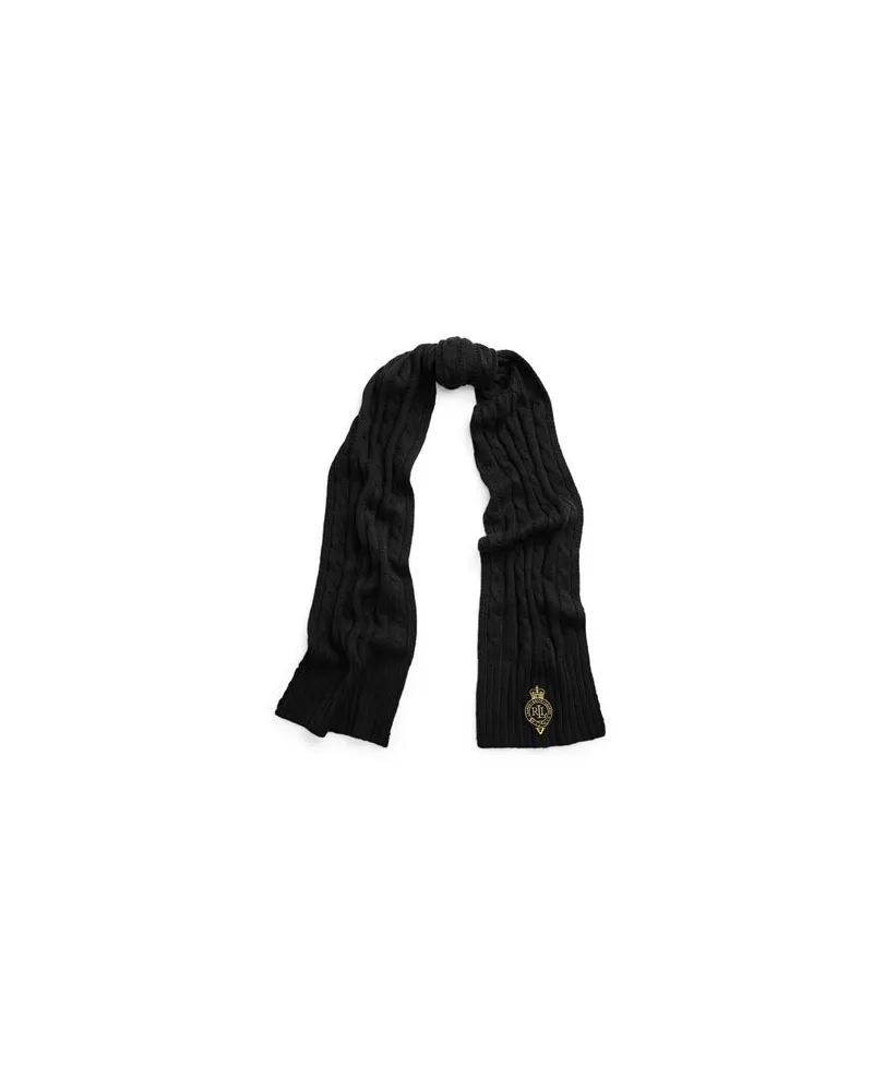 Ralph Lauren Crest-Patch Cable-Knit Scarf  - ACCESSOIRES - Schalsauf YOOX.COM Schwarz
