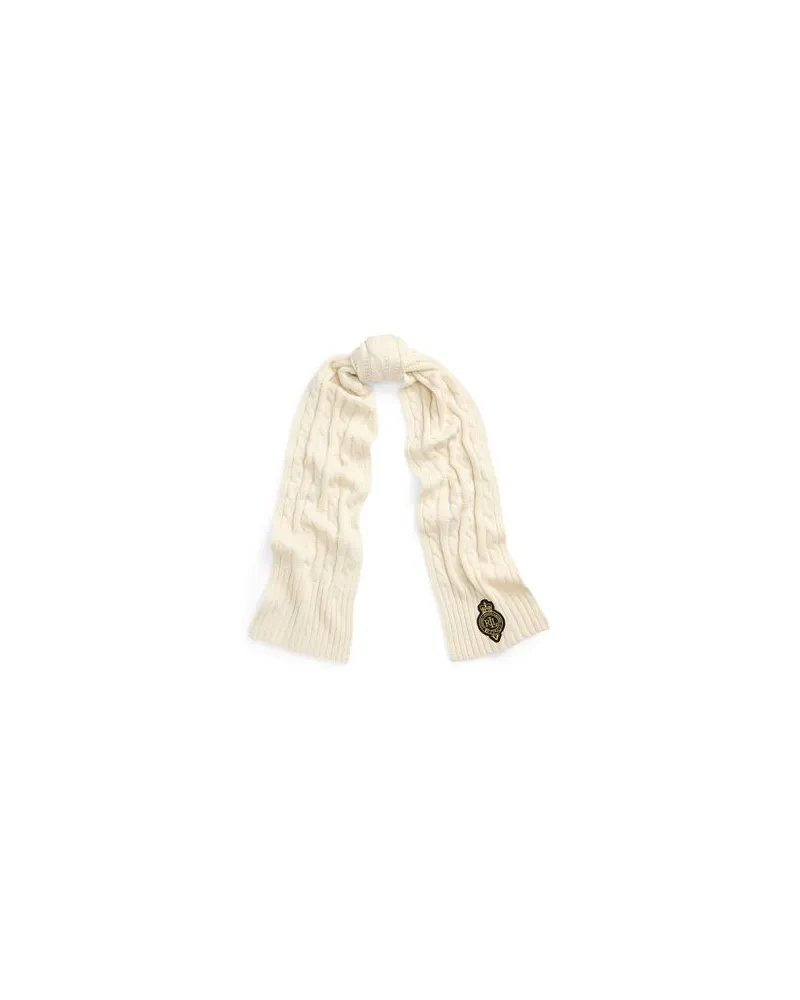 Ralph Lauren Crest-Patch Cable-Knit Scarf  - ACCESSOIRES - Schalsauf YOOX.COM Elfenbein