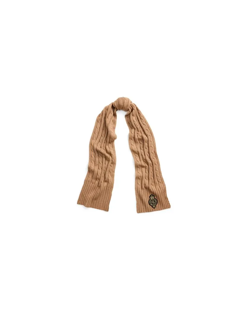Ralph Lauren Crest-Patch Cable-Knit Scarf  - ACCESSOIRES - Schalsauf YOOX.COM Kamel
