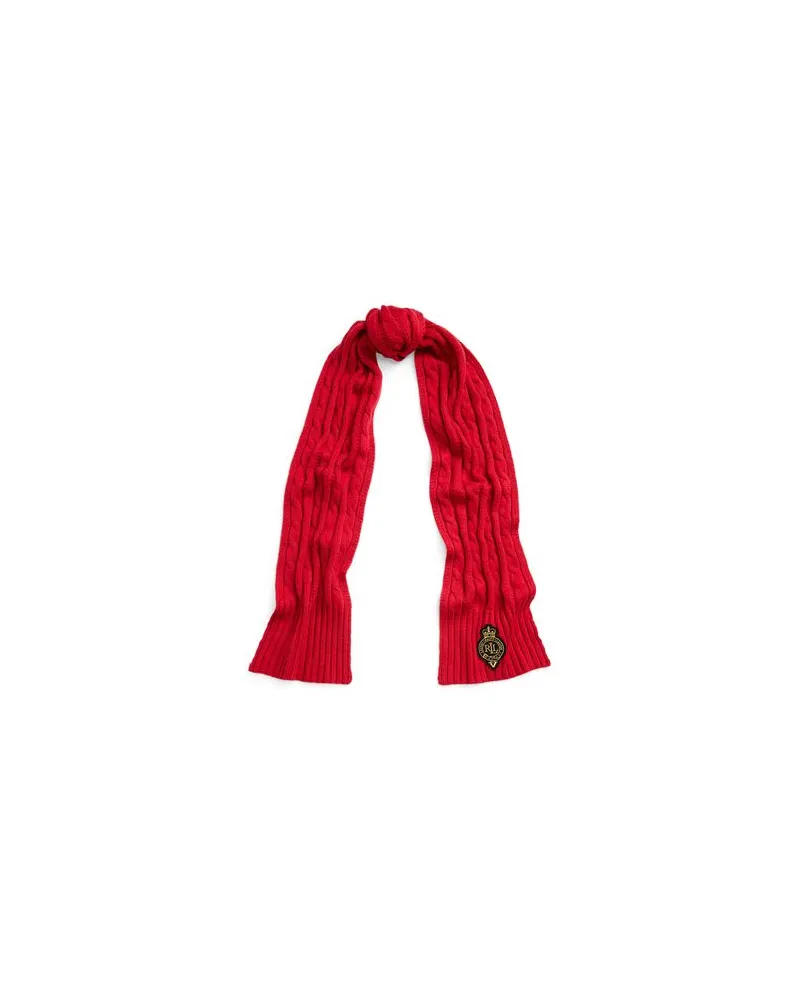 Ralph Lauren Crest-Patch Cable-Knit Scarf  - ACCESSOIRES - Schalsauf YOOX.COM Rot