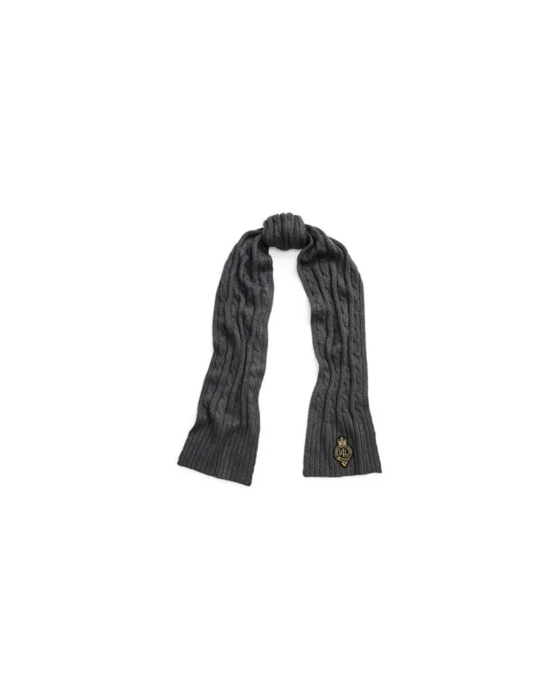 Ralph Lauren Crest-Patch Cable-Knit Scarf  - ACCESSOIRES - Schalsauf YOOX.COM Blei