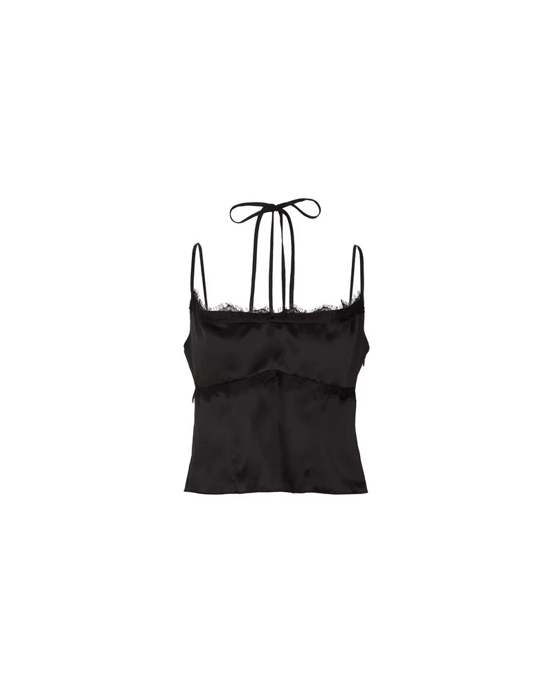 8 by Yoox SILK CAMISOLE W/ LACE TRIMS  - TOPS - Topsauf YOOX.COM Schwarz