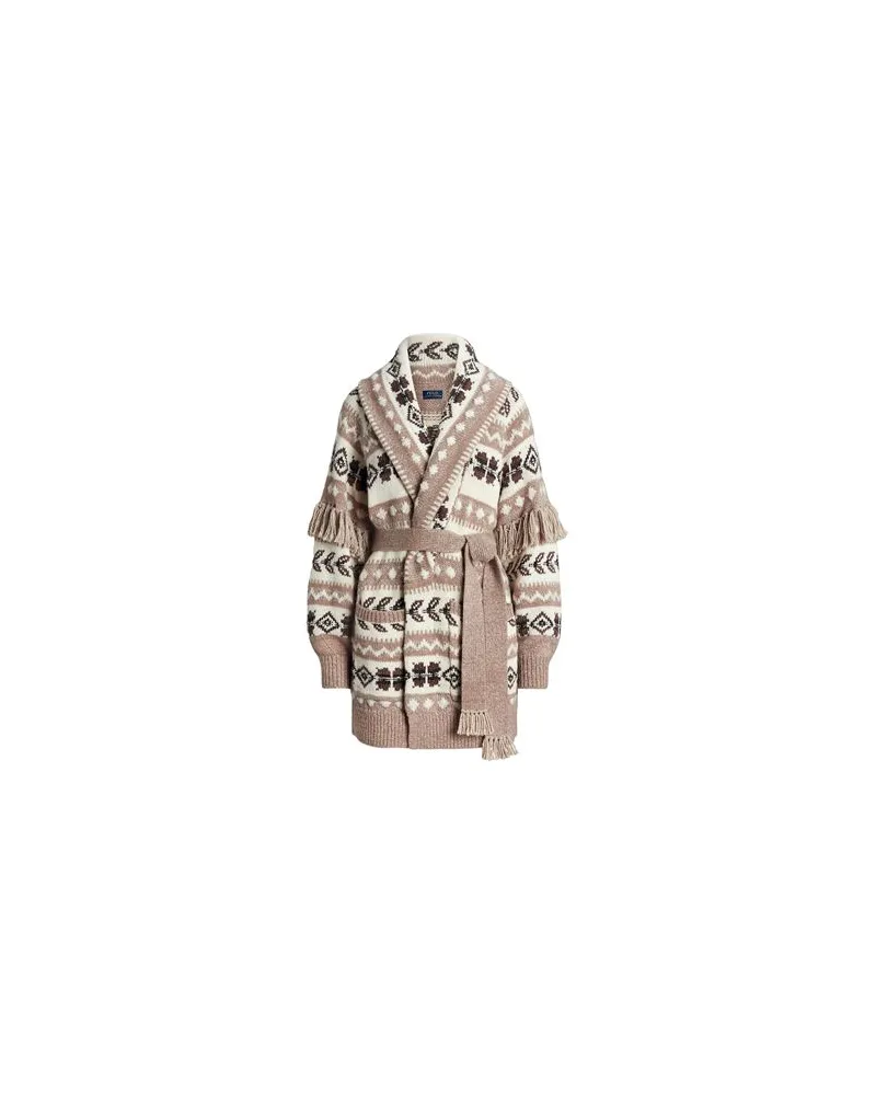 Ralph Lauren GEO-MOTIF WOOL-BLEND SHAWL CARDIGAN  - STRICKWAREN - Strickjackenauf YOOX.COM Hellbraun