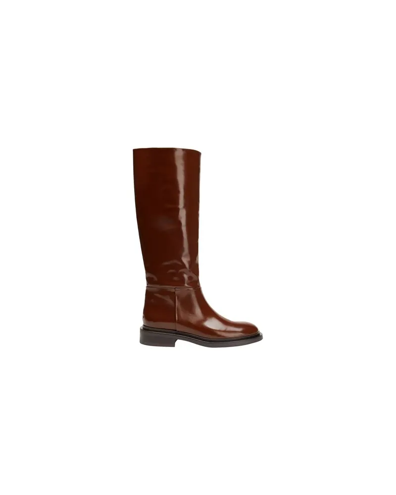 8 by Yoox LEATHER ROUND-TOE HIGH BOOT - SCHUHE - Stiefelauf YOOX.COM Braun