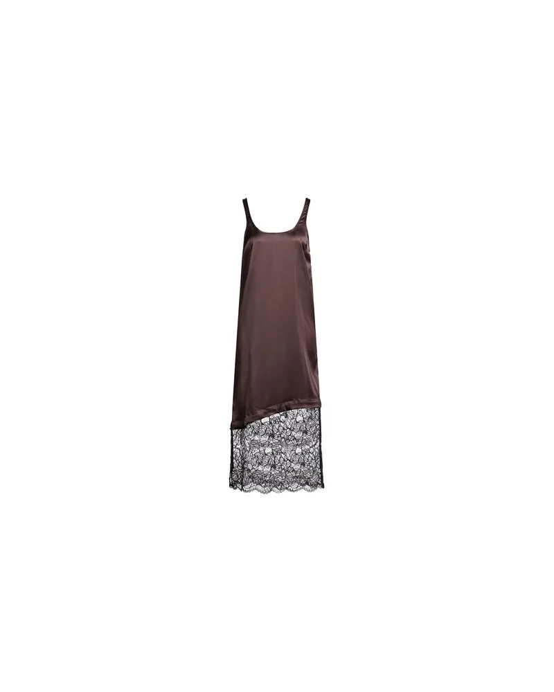 Ganni KLEIDER - Midi-Kleiderauf YOOX.COM Dunkelbraun