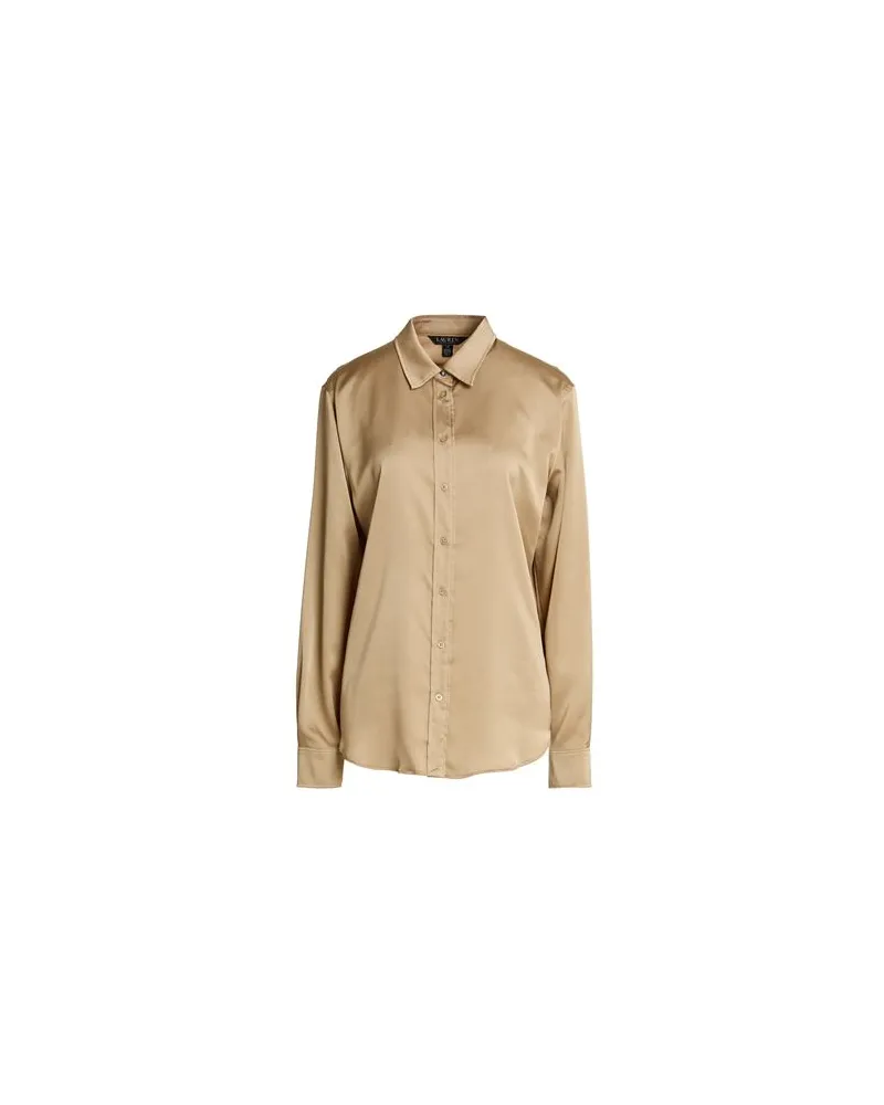 Ralph Lauren SATIN CHARMEUSE SHIRT  - TOPS - Hemdenauf YOOX.COM Beige