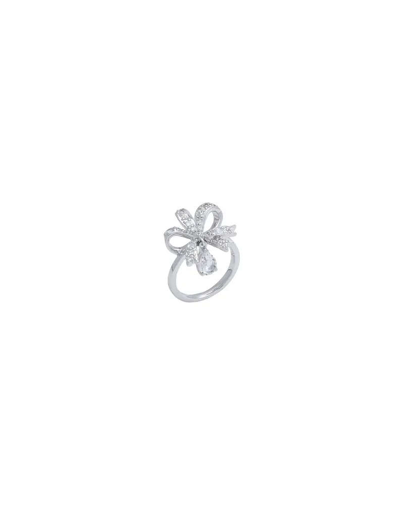 Swarovski Volta cocktail ring, Bow, Small, White, Rhodium plated - SCHMUCK und UHREN - Ringeauf YOOX.COM Silber