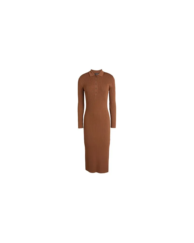 Ralph Lauren Rib-Knit Polo Dress  - KLEIDER - Midi-Kleiderauf YOOX.COM Braun