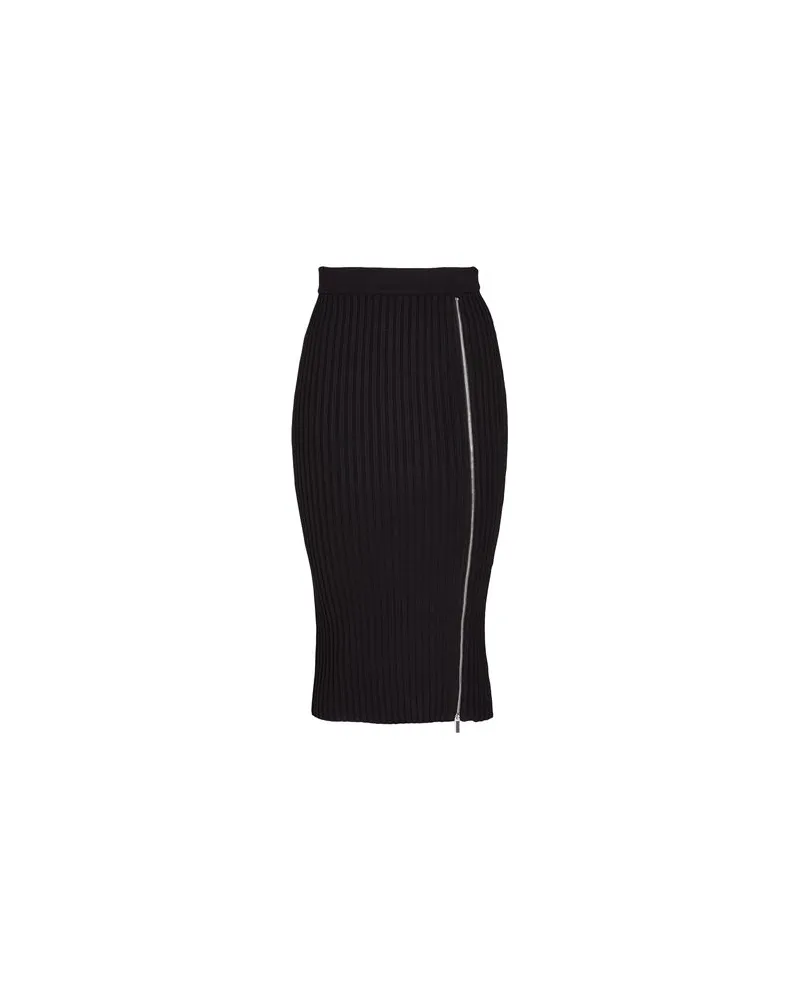 8 by Yoox VISCOSE BLEND MIDI SKIRT WITH ZIP DETAIL  - HOSEN & RÖCKE - Midi-Röckeauf YOOX.COM Schwarz
